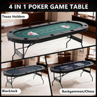 4-in-1 Poker Table Foldable  8 Player Folding Poker Table W interchangeable Texa