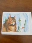 4 Beautiful Water Colored Photo Cat Notecards With Envelopes