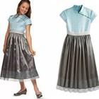 American Girl Silver Belle Dress 14 Girls Asian Brocade Blue Gray Oriental Kids