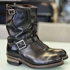 Custom Made Men s Black Leather Engineer Boots Vintage Combat Pull On Boots Men