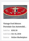 Vintage  ford Mustang W  Horse  11 1 4  Porcelain Metal Car  Gasoline   Oil Sign