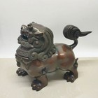 Chinese Copper Bronze God Beast Lion Fengshui Statue Incense Burner Ornament