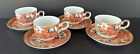 Arita Imari Red Peacock Cups   Saucers Set Of 4 Hand Painted Japan