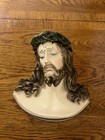 Vintage Chalkware Jesus   Virgin Mary Wall Plaques Ecce Homo Mother Dolorosa