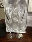 Set Of 2 Crystal Champagne Flutes Things  Remembered - Made In Poland - Box Incl