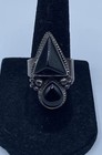Vintage Sterling Silver 925 Black Onyx Ring Earrings Set Taxco Style Size 6