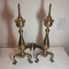 Vtg Federal Style Brass Cast Iron Fireplace Andirons Log Holder Fire Dogs 19   