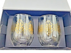 Corkcicle Stemless Double-walled Wine Glass Set Of 2-crystal Clear fairisle Gold