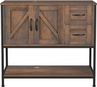 Modern 36 Inch Bathroom Vanity With Vessel Sink  2 Drawers  Storage Shelf  Brown