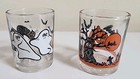 Vtg Set Halloween Glass Votive Tealight Candle Holder Black Cat Halloween Taiwan