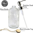 18 Oz Clear Glass Soap Dispenser With Rust Proof Stainless Steel Pump  Refillabl