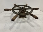 Antique Nautical Maritime Salvage Wood   Metal Boat Steering Wheel Helm Vintage