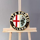 Alfa Romeo Milano V2 Logo Heavy Metal Sign Round Garage Wall Decor 30 Cm  11 8  