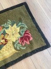 Vintage Hand Hooked Rug Floral Basket Primitive Cottagecore 21x34 Wool Accent