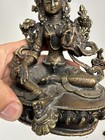 Antq Chinese Tibetan Nepal Bronze Gilt Buddhist Green Tara Goddess Statue 18-19c