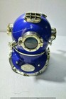 18  Antique Blue Diving Helmet Us Navy Mark V Scuba Deep Sea Marine Vintage