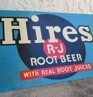 Original 1950s Hires Root Beer Soda Tin Advertising Sign