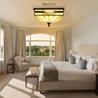 Ceiling Light Vintage Square Ceiling Lamp Flush Mount Lighting Fixture 60w