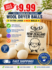 6-pack Xl Natural Wool Dryer Balls 3  100   Organic  New Zealand Wool Reusable