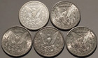Morgan Dollars 1878-1893 Cc - Lot Of 5 Uncirculated Mixed Dates Au bu Coins