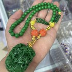 Green Peony Flower Pendant Necklace Vintage Style Jewelry For Women