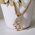      14k Gold Plated   Girl Pendant Necklace Set        Chain Included  