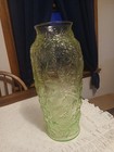 Vintage Indiana Glass Chantilly Green Peacock Vase 14 75 Tall