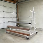 5-tier Horizontal Material Rack  White Iron Pipe   Lumber Storage With 4 Wheels
