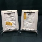 Antique Pink   White 3d Cherub Wall Plaques   Plaster   Matte Finish