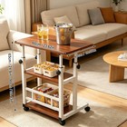 3tier Walnut Kitchen Storage Cart W  Wheels Rolling Kitchen Island Cart New