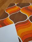 Awesome Rare Vintage Mid Century Retro 70s Org Brn Twist Drop Fabric  Look
