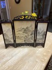 Vintage East-asian Tabletop Painted Screen
