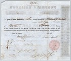 1849 Boston  Ma Northern Railroad Stock Certificate No  7363 For 3 Share