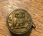 Vintage Owl Tape Measure Brass Relief Marked Germany Works