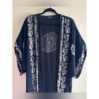 Highness Black   White Longline Short-sleeve Duster Kimono  O s