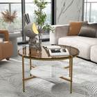 Large Rustic Round Glass Marble Coffee Table Home Furniture For Living Room Deco
