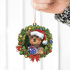 Yorkshire Terrier Dog Christmas Wreath Ornament  Yorkie Dog Christmas Ornament