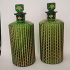Pair Of Islamic Mughal Glass Perfume Bottles Handwritten Quran Verses