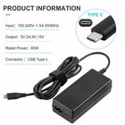 65w Usb-c Pd Type-c Ac Adapter Laptop Tablet Charger Universal Power Supply Cord