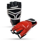 Adult Mma Grappling Gloves Red Black Genuine Leather Training Fight Gloves