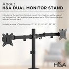 H a Heavy Duty Steel Fully Adjustable Dual Monitor Desk Mount Stand  Black