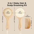 Baby Hair Brush And Comb Set For Newborn - Wooden Baby Hair Brush Set With So   