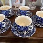 Vintage Royal Crownford Blue Calico  Cup   Saucer 13 Sets Sold Each Excellent