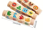 Wooden Rotating Building Blocks Educational Puzzle Toy- Animals