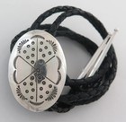 Quality Sterling Silver Ornately Stamped Concho Style Domed Bolo Tie
