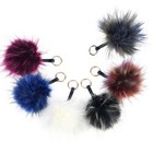 Plum Purple Faux Fur Pom Pom Key Chain Keyring Bag Charm