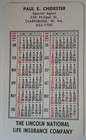 1965 Lincoln National Life Insurance Pocket Wallet Calendar - Clarksburg Wv