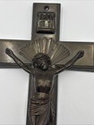 Vtg Parsons 11    Metal Casket Cross  Brass Gold Tone Catholic Crucifix Religious