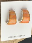 Native American Navajo Sterling Silver Orange Spiny Oyster Earrings 00190