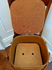 Vintage Burlington Iowa Hawkeye Natural Woven Picnic Basket With Shelf